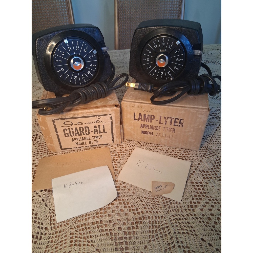 PAIR Vintage Intermatic HT-75 Timers‎ - Lamp-Lyter & Guard-All Variants w/ Boxes